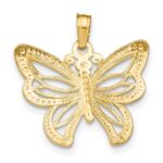 14k and White Rhodium Butterfly with Beaded Wings Charm - Image 4