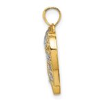 14k Two-Tone Textured Cut-Out Heart with Flowers Charm - Image 2