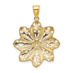 14K and White Rhodium Diamond-cut Flower Pendant - Image 4
