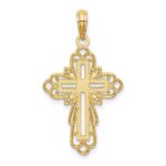 14K with Rhodium Lace Trim Cross Charm - Image 4