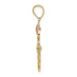 14k Two-tone and White Rhodium I LOVE YOU with Flowers Charm - Image 2