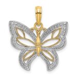 14k and White Rhodium Butterfly with Beaded Wings Charm