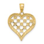 14k and White Rhodium Border Diamond-cut Heart Charm - Image 4