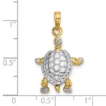 14K and White Rhodium 3-D Land Turtle with Moveable Head and Legs Charm - Image 3