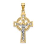14k Two-tone Celtic Crucifix with Eternity Circle Charm
