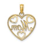 14k with White Rhodium Textured MOM Heart Charm - Image 4