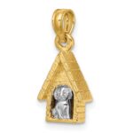 14k Two-tone 3-D Dog Inside Dog House Charm - Image 5