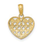 14k and White Rhodium Diamond-cut Heart Charm - Image 4