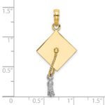 14k 3-D Graduation Cap with White Rhodium Moveable Tassel Charm - Image 4