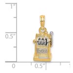 14k and White Rhodium 3-D Slot Machine with Moveable Handle Charm - Image 5