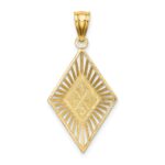 14k and White Rhodium Diamond-cut Diamond-Shape Charm - Image 4