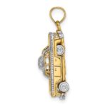 14k with White Rhodium 3-D Taxi with Moveable Tires Charm - Image 2