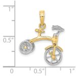 14k Two-tone 3-D Tricycle with Moveable Handlebars and Wheels Charm - Image 3