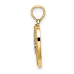 14k and White Rhodium Textured Flower Filigree Heart Charm - Image 2