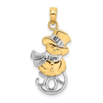 14K and White Rhodium Snowman with JOY Pendant