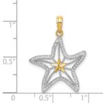 14K with White Rhodium Diamond-cut Starfish with Star Charm - Image 3