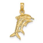 14K and White Rhodium 2-D Polished Dolphins Charm - Image 4