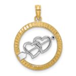 14k and White Rhodium Diamond-cut Heart and Arrow Charm