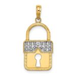 14k and White Rhodium Lock Charm