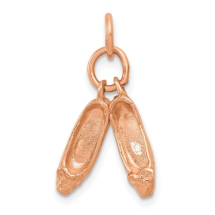 14K Rose Gold Polished 3-D Moveable Ballet Slippers Charm