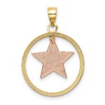 14k Two-tone with White Rhodium Star Dangle in Circle Moveable Charm - Image 3
