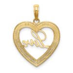 14k and White Rhodium Diamond-cut LOVE Heart Pendant - Image 4