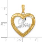 14k and White Rhodium Diamond-cut LOVE Heart Pendant - Image 3