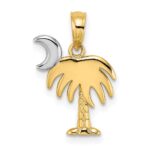 14K and White Rhodium Charleston Palm Tree Charm