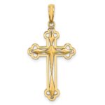 14K with White Rhodium Diamond-cut Reversible Cross Charm - Image 4