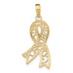 14k and White Rhodium Filigree Awareness Ribbon HOPE Charm - Image 4