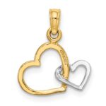 14k With White Rhodium Polished Hearts Interwined Charm - Image 4