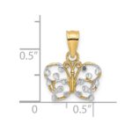 14k and White Rhodium Diamond-cut Butterfly Charm - Image 3