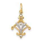14K with White Rhodium Diamond-cut Chandelier Style Charm
