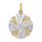 14K and White Rhodium Pinwheel Medallion Charm