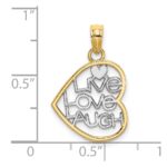 14k and White Rhodium LIVE LOVE LAUGH In Heart Charm - Image 3