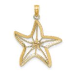 14K Two-Tone with White Rhodium Cut-Out Small Starfish Charm - Image 4