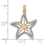 14K Two-Tone with White Rhodium Cut-Out Small Starfish Charm - Image 3