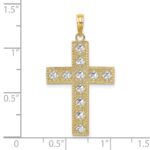 14K and White Rhodium Diamond-cut and Cut-Out Cross Charm - Image 3