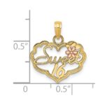 14k Two-Tone SWEET 16 Heart with Flower Charm - Image 3