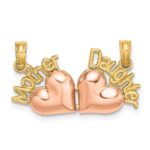 14k Two-Tone MOTHER and DAUGHTER 2-Piece Break-Apart Hearts Charm