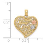 14k Two-tone with White Rhodium DADDYS LITTLE GIRL Filigree Heart Charm - Image 3
