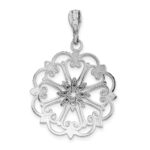 14K White Gold Starbust with Hearts Diamond-cut Beaded Charm - Image 4