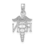 14k White Gold Polished R.N. Registered Nurse Pendant - Image 3