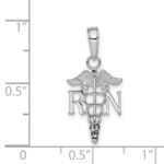 14k White Gold Polished R.N. Registered Nurse Pendant - Image 4