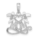 14K White Gold MOM with Heart and Angels Pendant - Image 3