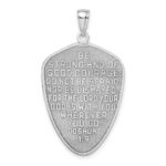 14k White Gold Cross Shield with Joshua 1:9 On Reverse Charm - Image 4