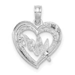 14K White Gold MOM Inside Heart Charm - Image 4