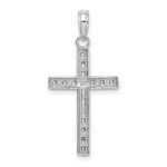 14K White Gold Beaded Block Cross Charm - Image 4
