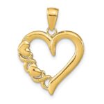 14K Polished -X- and Heart Pendant