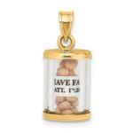 14K 3-D Mustard Seeds with Matthew 17:20 Scroll Inside Pendant
